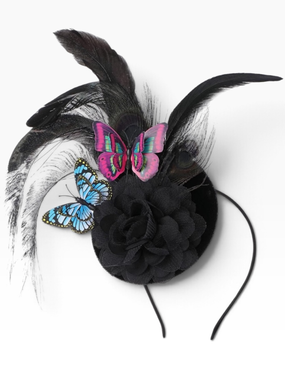 NWOT Peacock 🦚 Feather and Butterfly 🦋 Fascinator Headpiece Hat